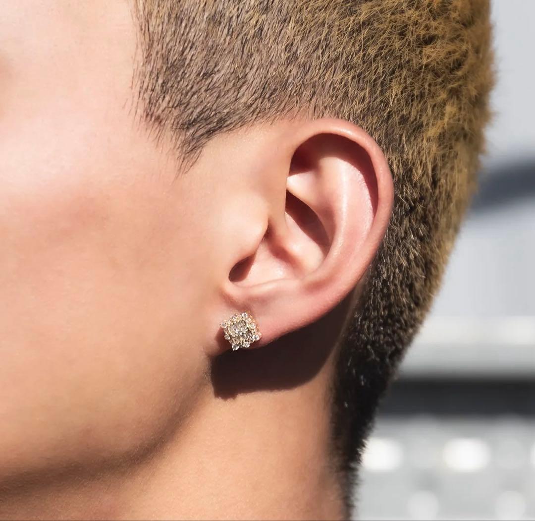 10k YG バゲットカット ダイヤモンド ピアス イエローゴールド 0.6ct