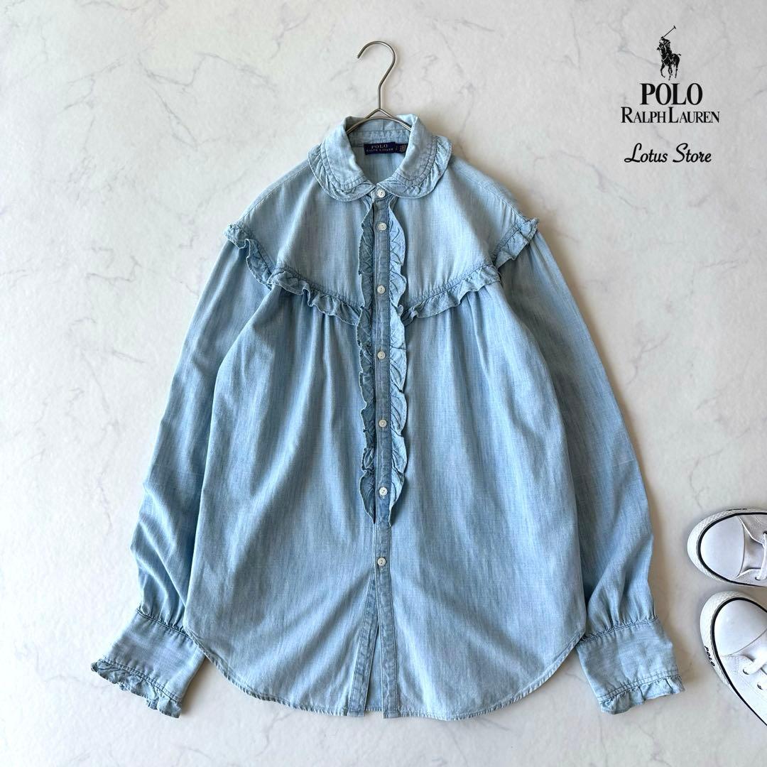 ポロラルフローレン シャンブレーフリルシャツ ゆったり - メルカリ