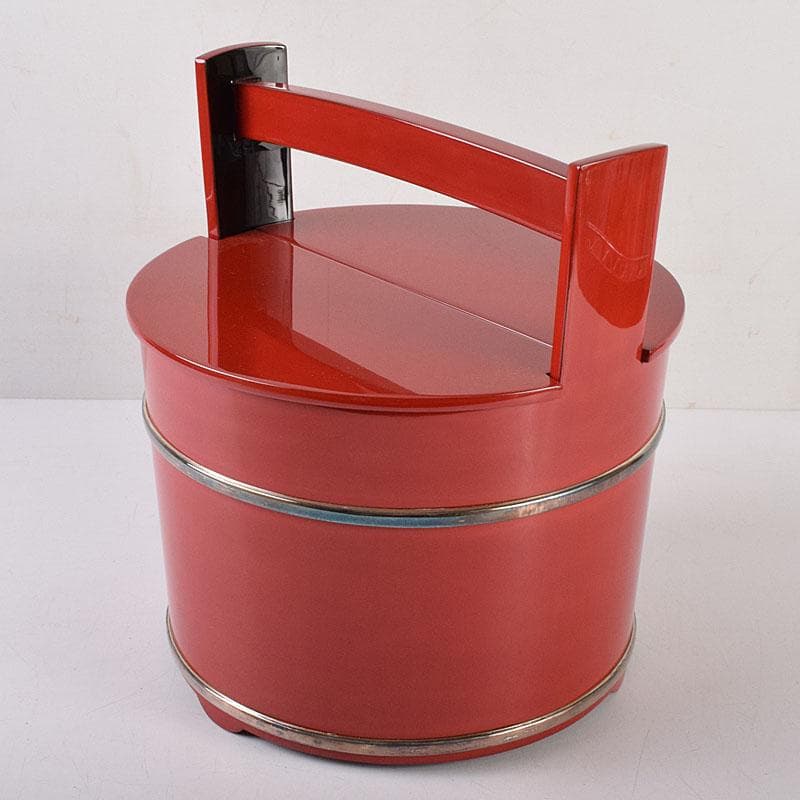 専用 浜木松峰 朱塗銀タガ 手桶水指 堀内宗完(兼中斎)極め箱 VR8538H