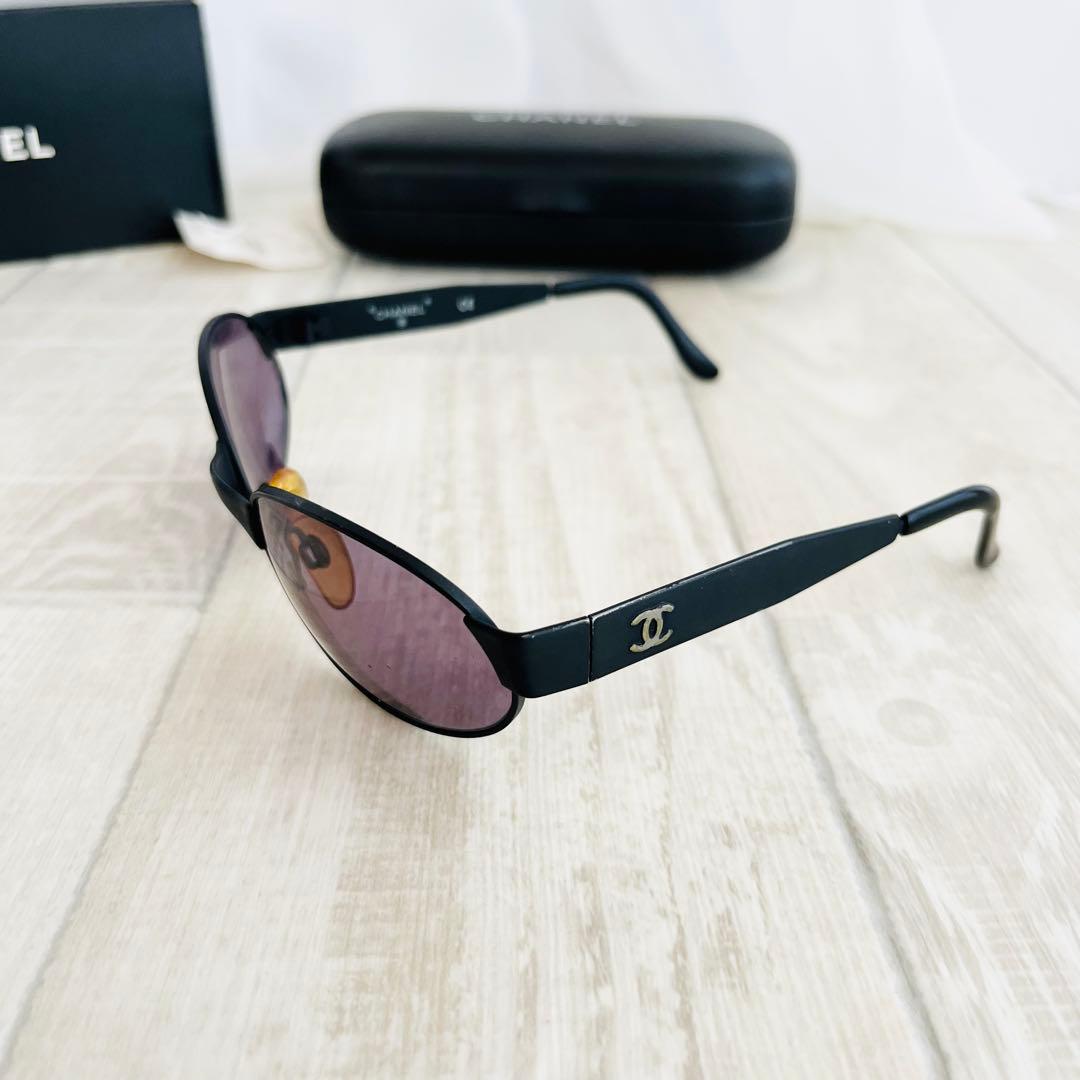 ヴィンテージ CHANEL サングラス 黒 ブラック ケース付き シャネル