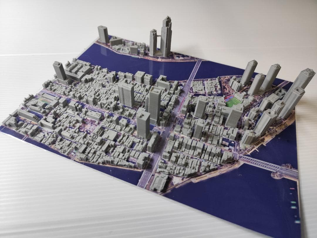 佃 月島 聖路加タワー周辺 都市模型 (透明ケース付)｜佃 月島 聖