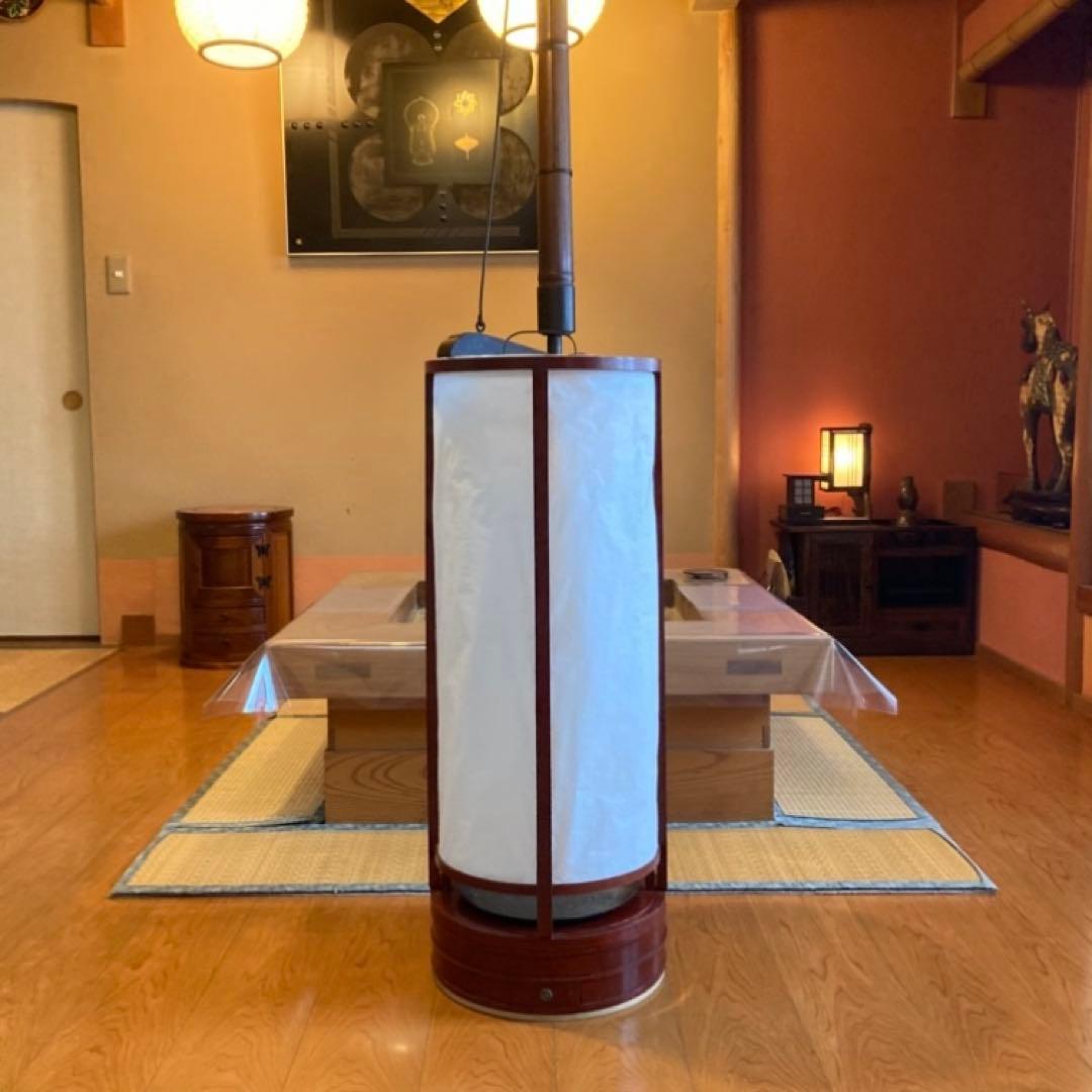 古い置行灯 行燈 ランプ スタンド 照明 木製 漆塗 朱色 大型 和風