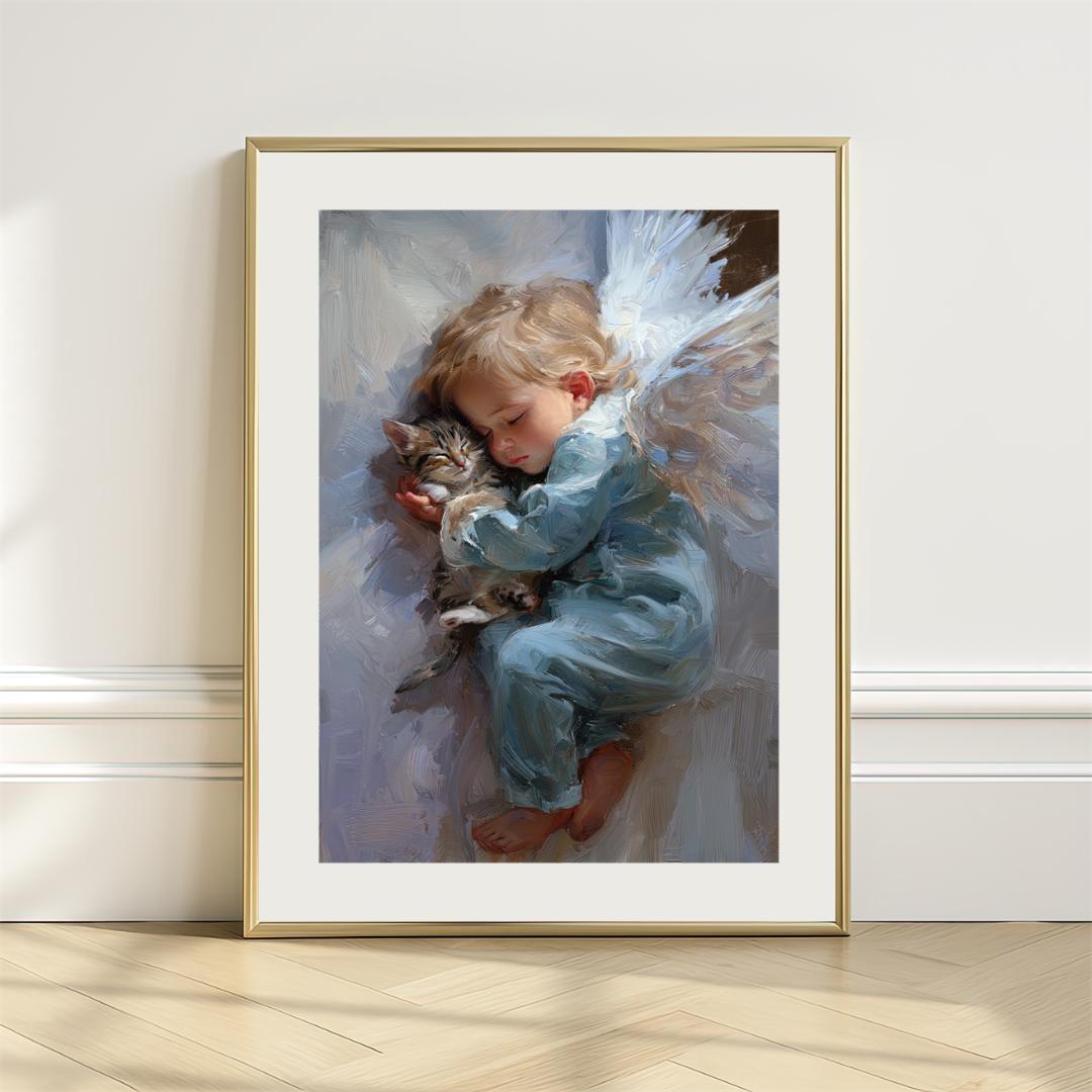 【ヒーリングアート】純白の翼 作品番号:sep264 ヒーリングアート、天使の絵 天使の羽根の絵~降り注ぐ愛のヒカリ~ 額装