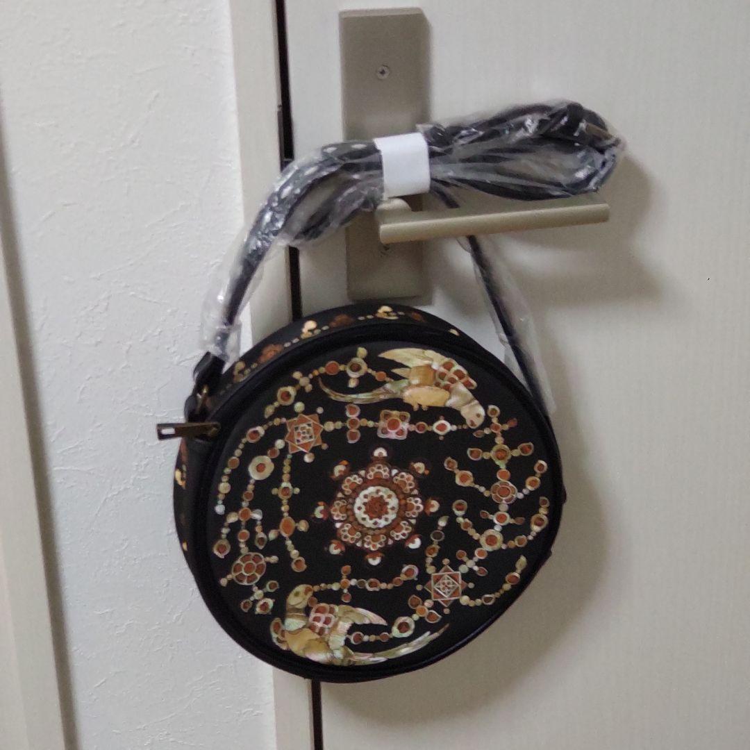 新品未使用 フェリシモ 螺鈿紫檀阮咸 ラウンドショルダーバッグ 正倉