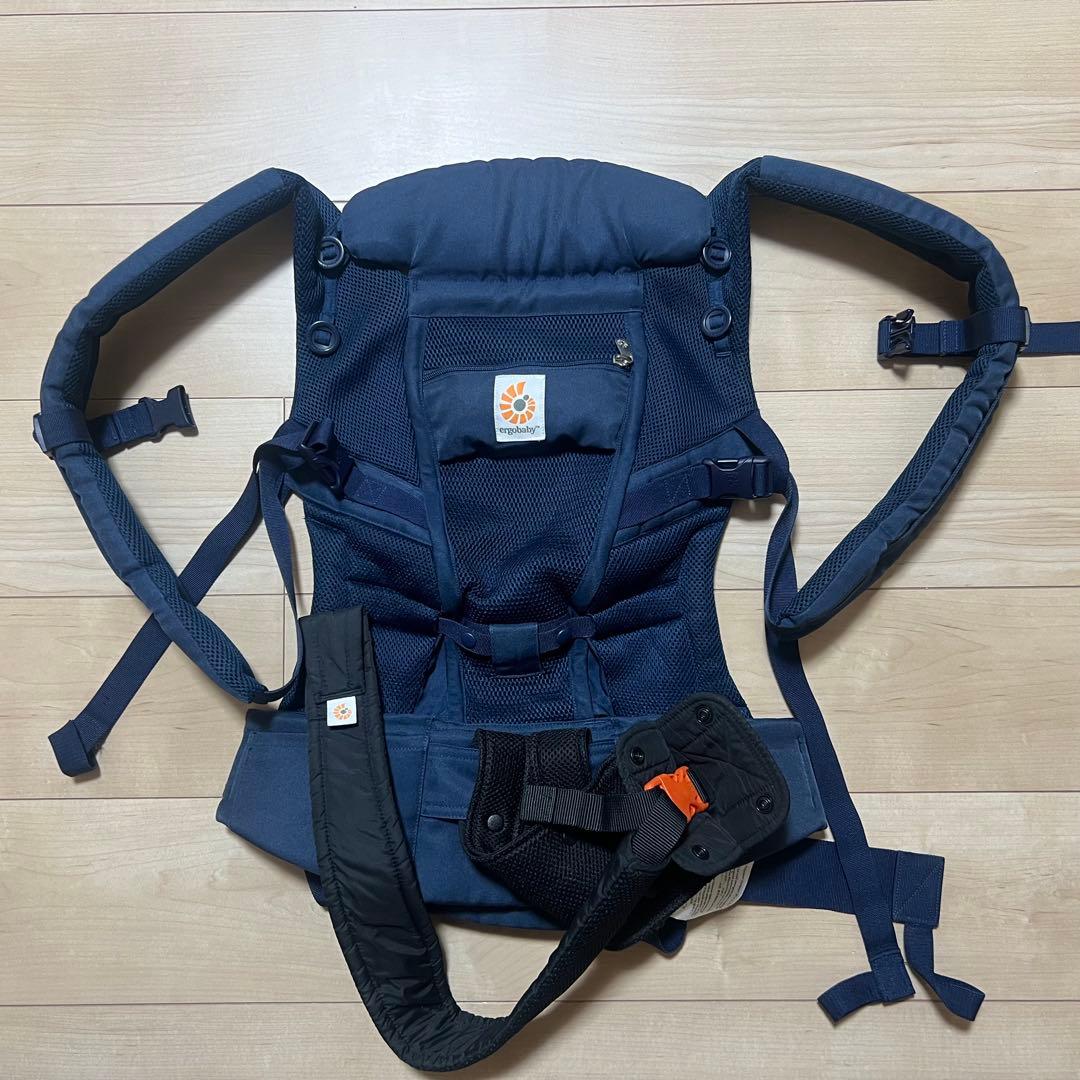美品】ergobaby 抱っこ紐 メッシュ素材 ネイビー 3ポジション - メルカリ