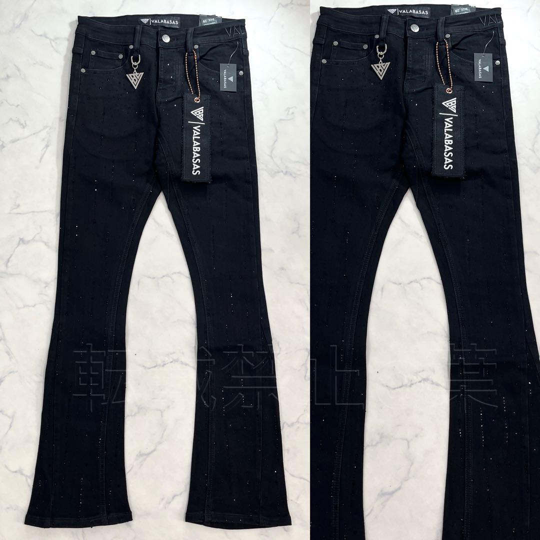 新品 バラバサスvalabasas ラインストーンブラックスキニーフレア