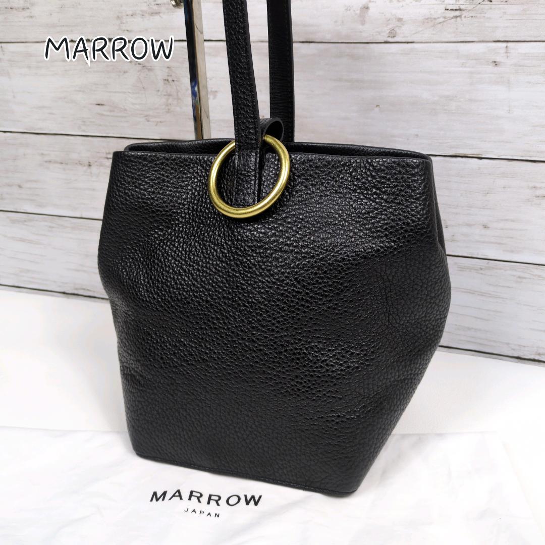 美品 MARROW マロウ Ring Handle ブラック ハンドバッグ シボ - メルカリ