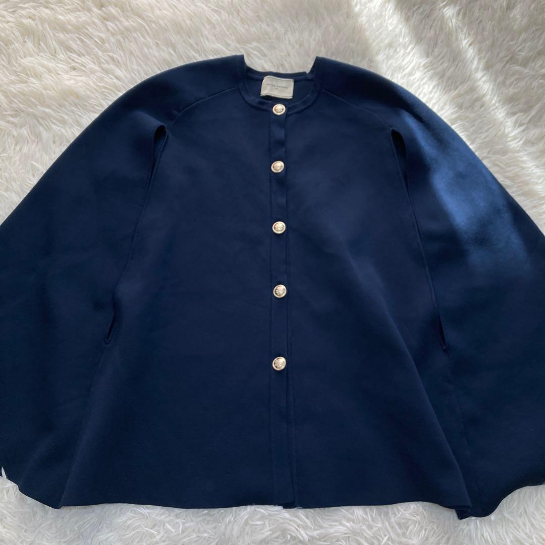 UNITED ARROWS ケープ カーディガン 金ボタン タキマキ ネイビー