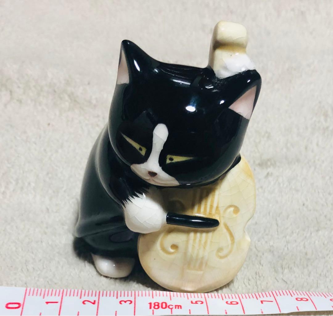 セブンコーポレーション 黒猫楽団 オーケストラ 猫 陶器 置物 ベース