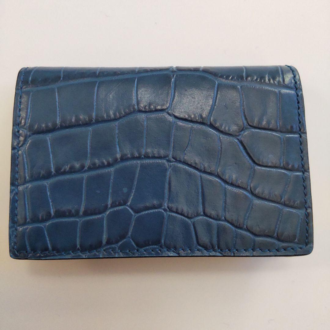 未使用 スマイソン 名刺入れ カードケース クロコ型押し ブルー 箱
