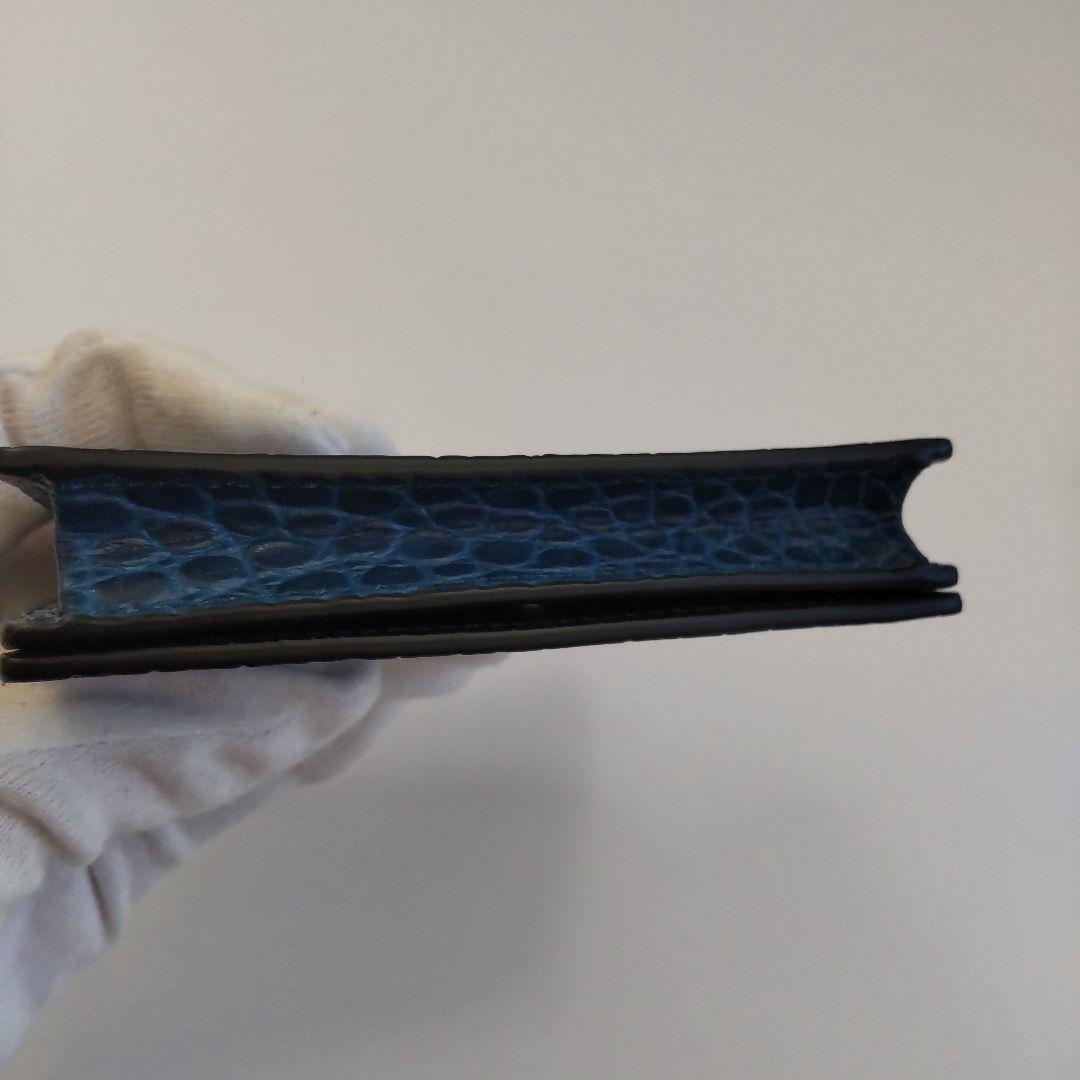 未使用 スマイソン 名刺入れ カードケース クロコ型押し ブルー 箱