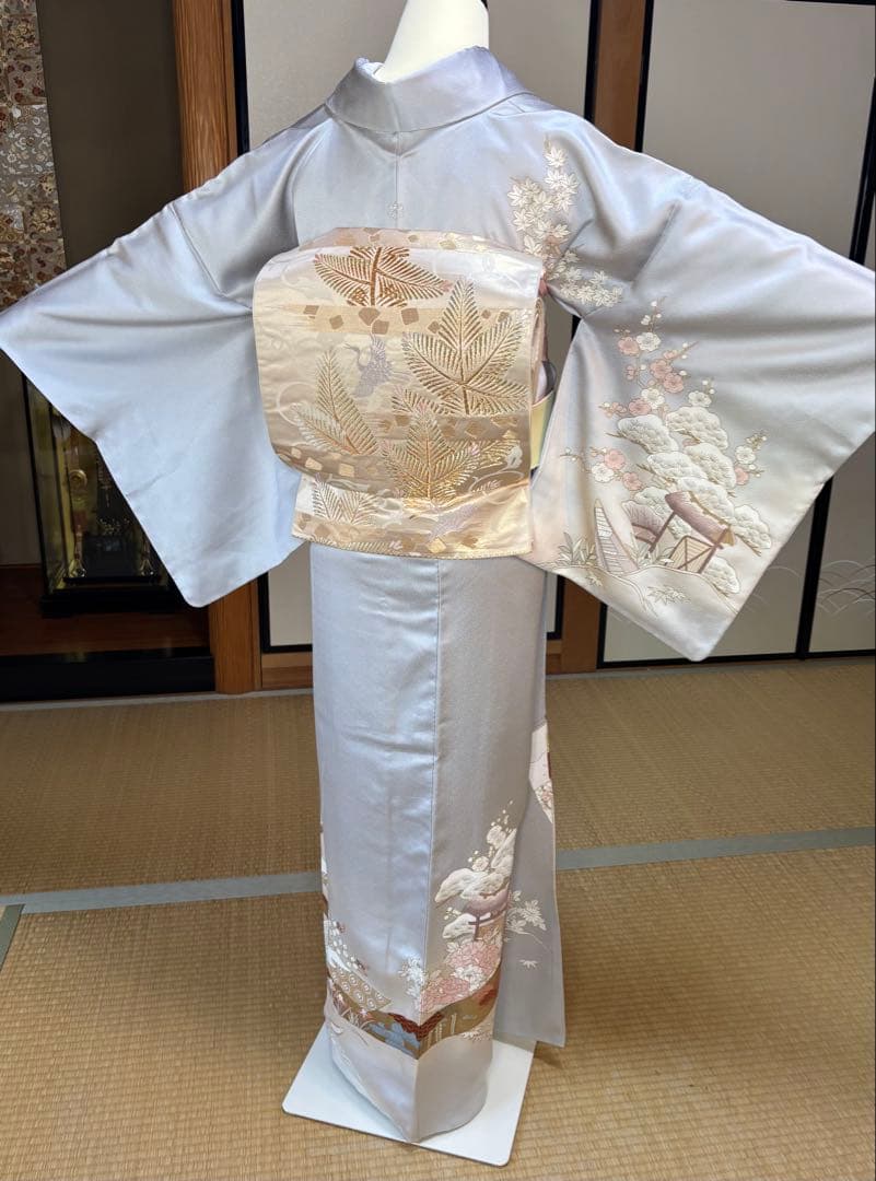 正絹華やかな訪問着4点フルセット 訪問着 袋帯 帯締め 帯揚げ - メルカリ