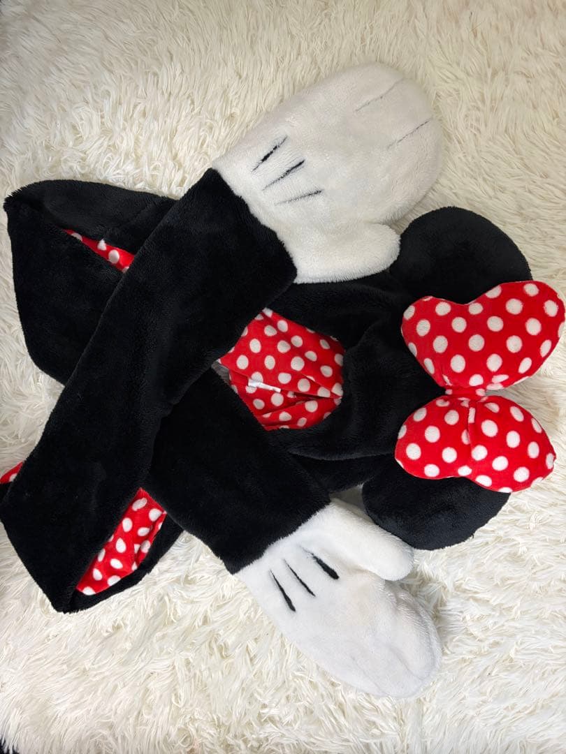ミニーマウスマフラーキャップ、カチューシャ ディズニー ミニーマウス ファンキャップ マフラーキャップ