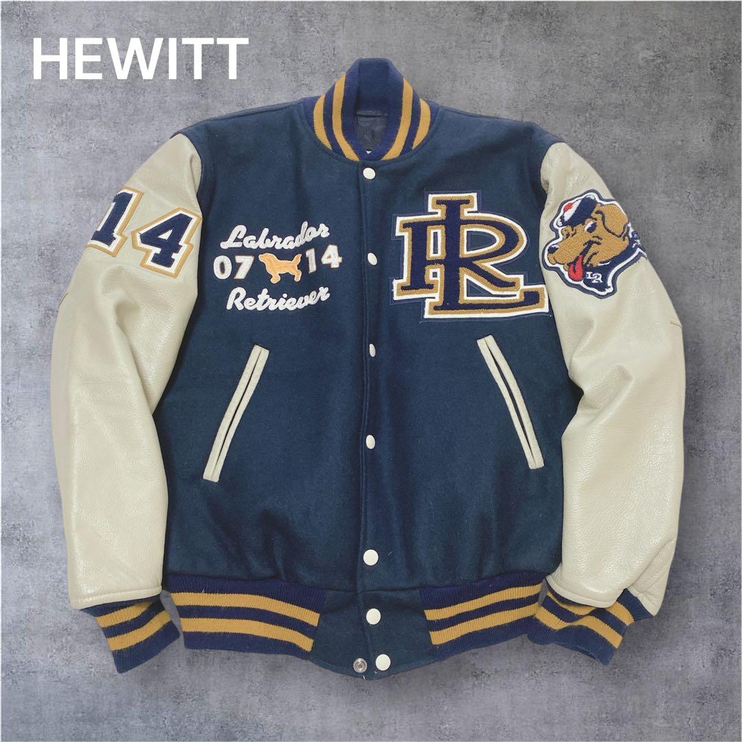 HEWIT スタジャン 大人カジュアル 古着 レザー切替 ロゴワッペン 38