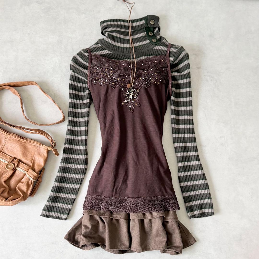 00s coquetteダークコア 森ガール フェアリーグランジ キャミソール