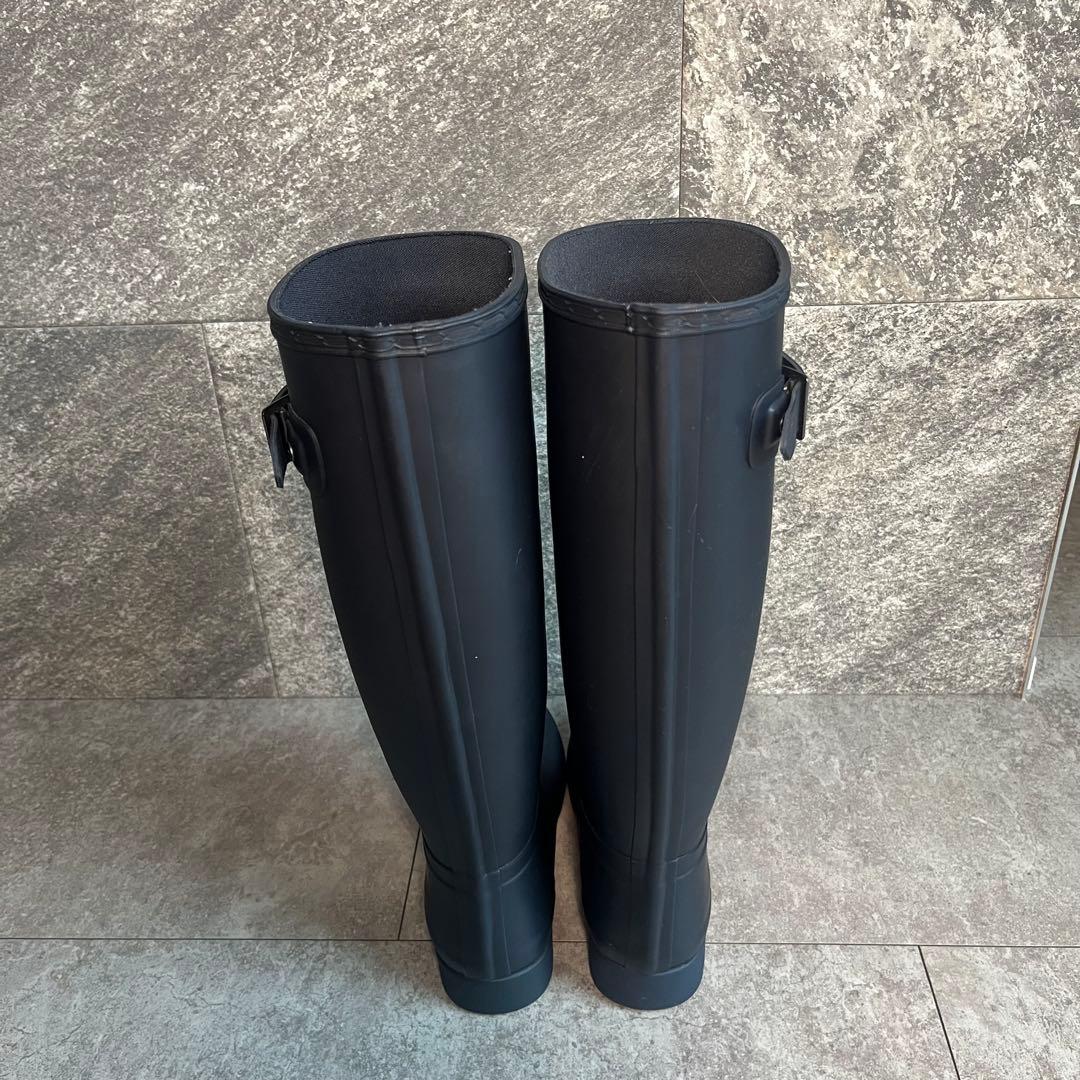 【新品】HUNTER ブラック 長靴 ロングレインブーツ　23.5cm バックル