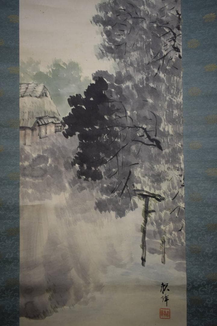 真作/田中頼璋/夏景山水図/桐共箱付/布袋屋掛軸HJ-415 真作/田中頼璋/夏景山水図/桐共箱付/布袋屋掛軸HJ-415