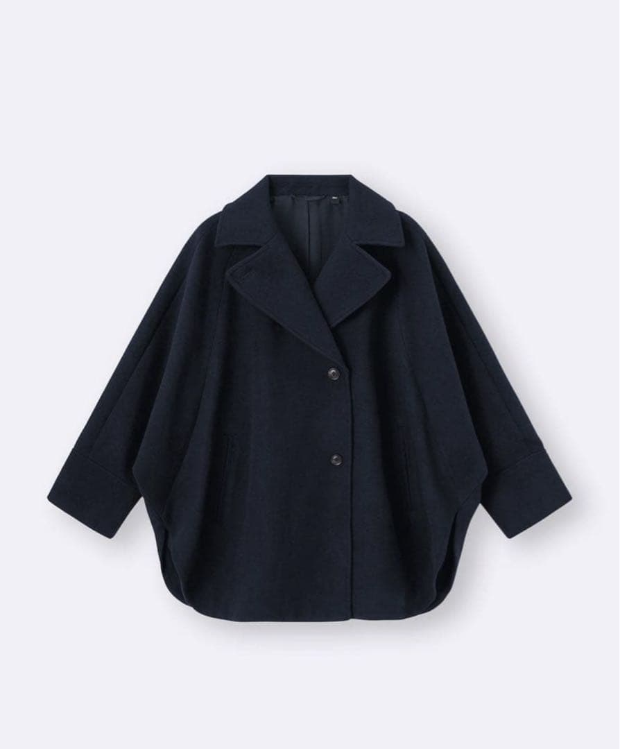 新品未使用タグ付き】GU コージーメルトンケープコート ネイビー S