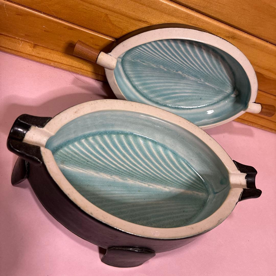 茶道具 喰籠 菓子器 蓋付き 陶芸品 脚付き 水色釉薬 - メルカリ