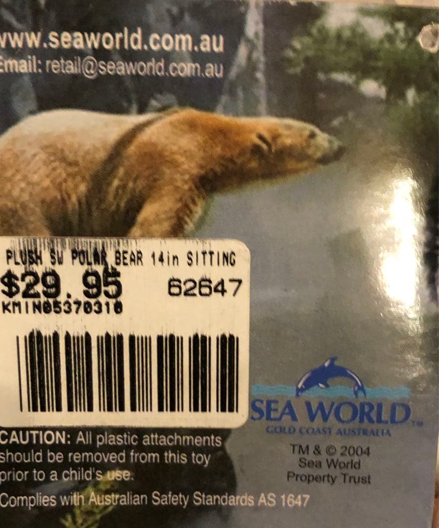新品・未使用】ポーラーベア ぬいぐるみ/オーストラリア シーワールド