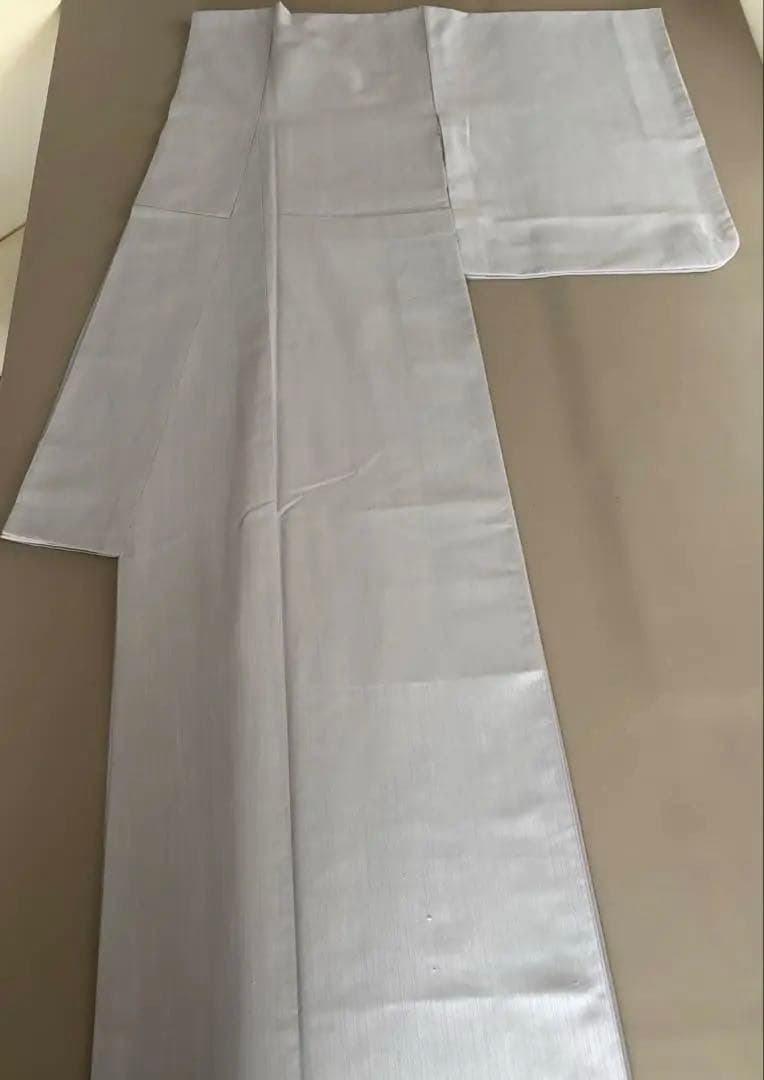 きもの英 経節紬調 無地 シルバーグレー 洗えるきもの ポリエステル