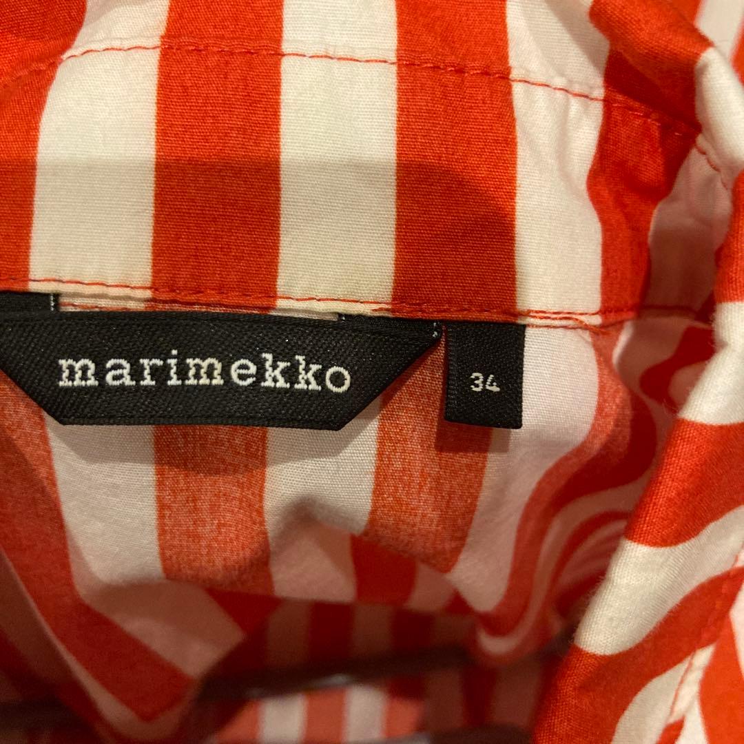 マリメッコ ピッコロ ヨカポイカ ストライプ シャツワンピース 34