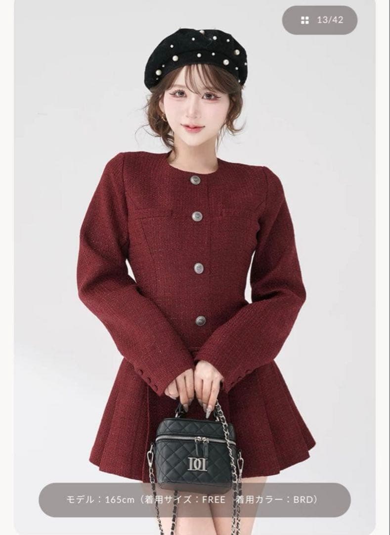 ダーリッチ Darichボックスプリーツツイードミニワンピース ダーリッチ Darich ボックスプリーツツイードミニワンピース