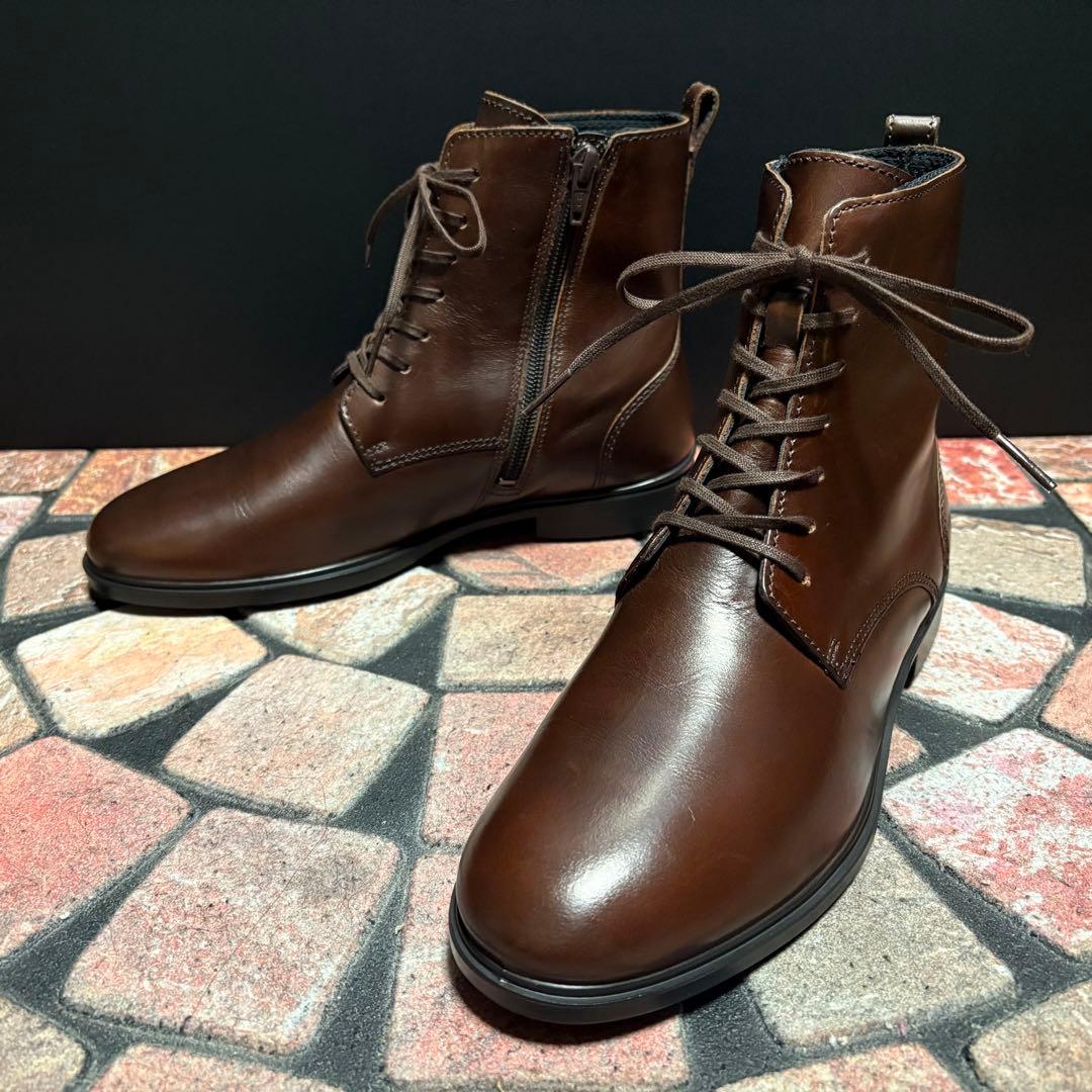 エコー ショートブーツ クラシック 15 本革 サイドジップ　24.0cm 茶