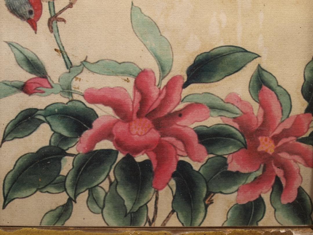 古美術 掛け軸花図 中国徐崇嗣　 唐 肉筆保證 　掛け軸　 AK1674B8-3