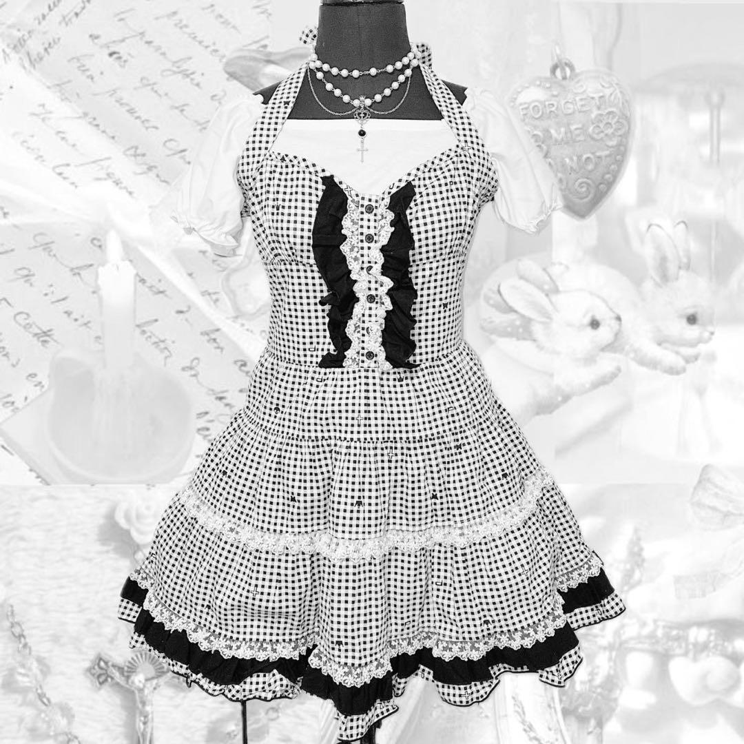 希少 PUTUMAYO ギンガムチェック ホルターネック ワンピース フリル