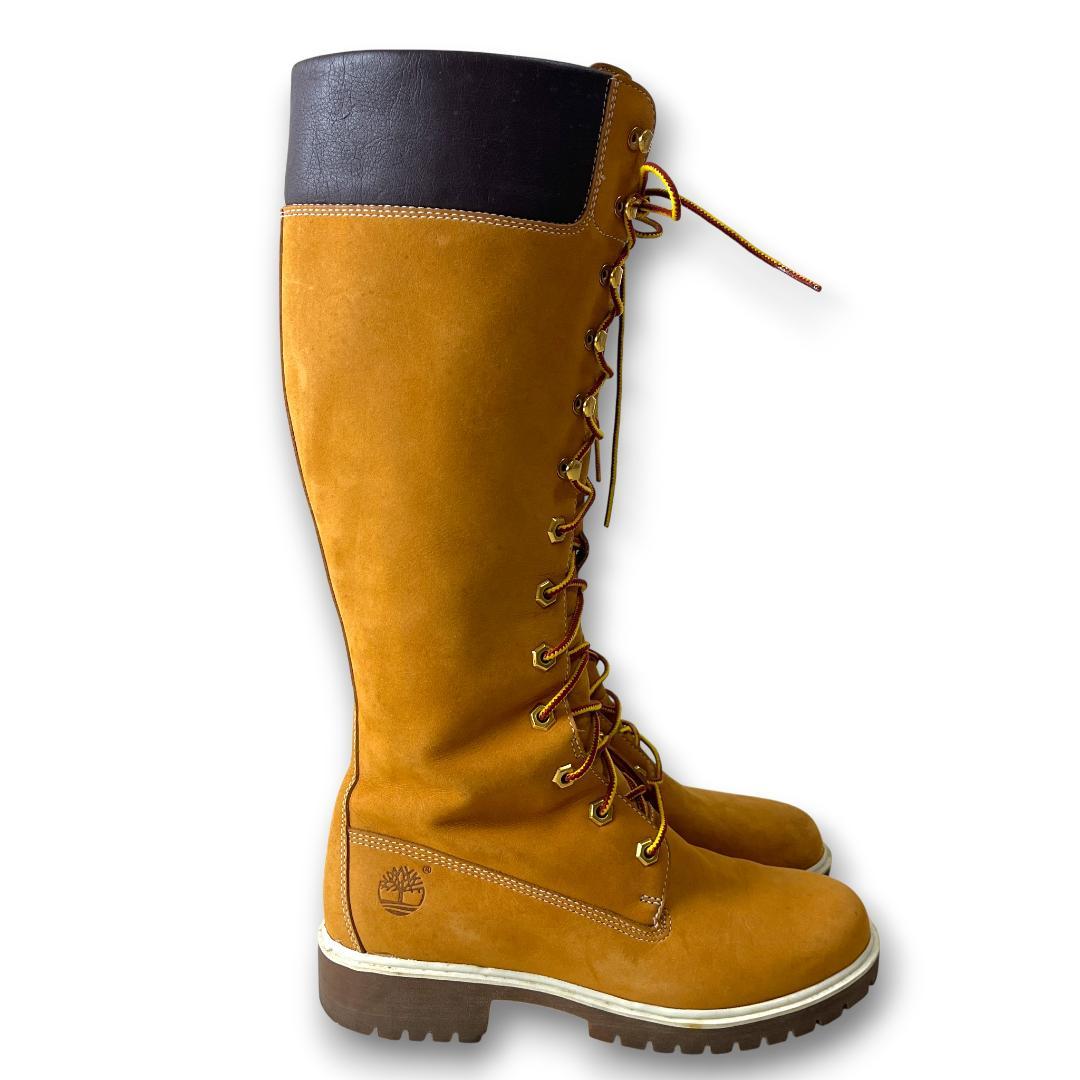ティンバーランド 23.5cm ロングブーツ レースアップ イエローブーツ