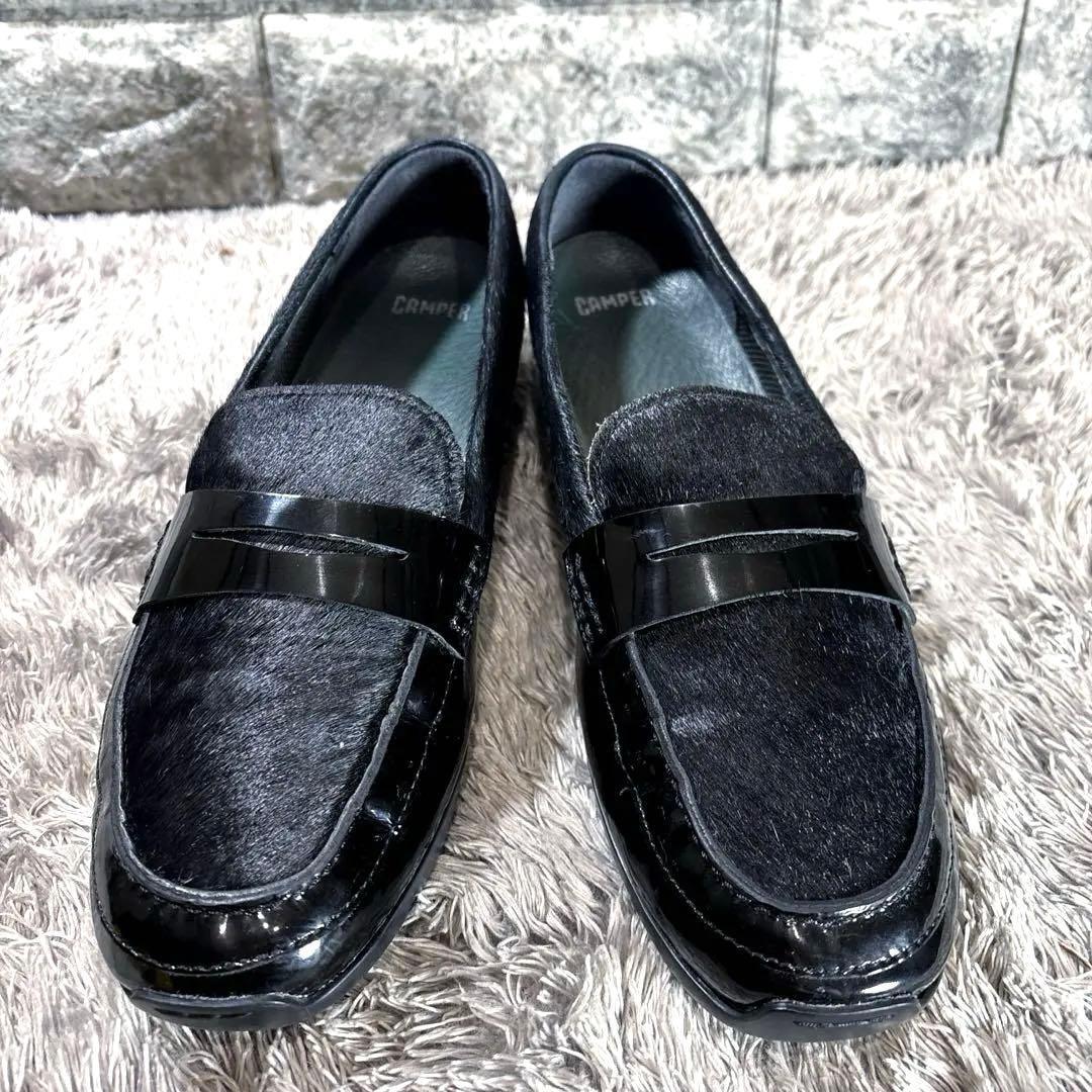 極美品❣️ CAMPER カンペール ハラコ ローファー 黒 24.5cm