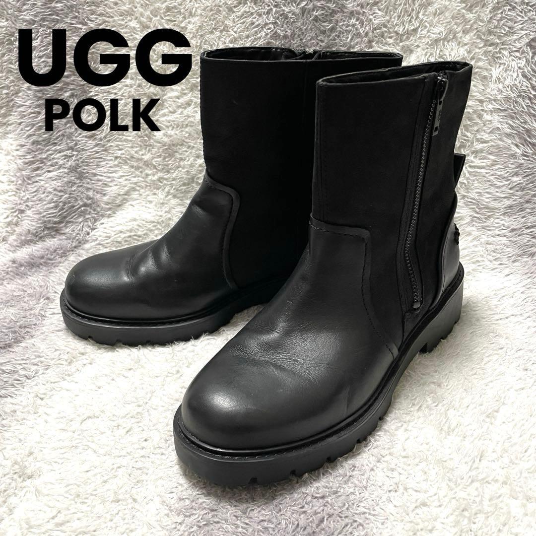 sA66 UGG/POLK 1103752/ポークレザーショートブーツ/ジップ - メルカリ