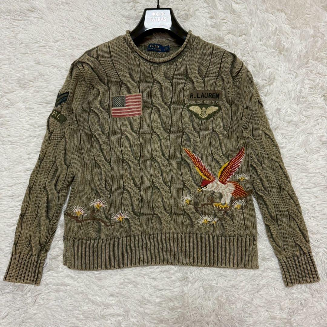 ✨激レア/未使用級✨ポロラルフローレン ケーブルニット 鷹 星条旗