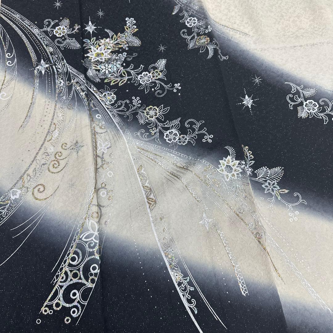 モノトーン キラキララインストーン訪問着 銀通し 白黒 - メルカリ