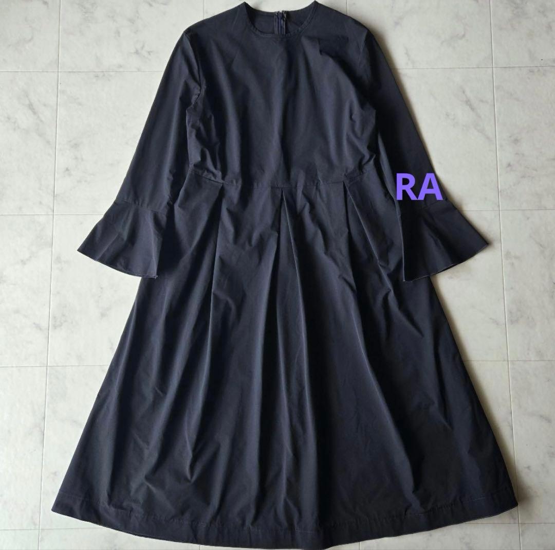 Ballsey ストレッチタフタ ボックスタックワンピース ネイビー 36