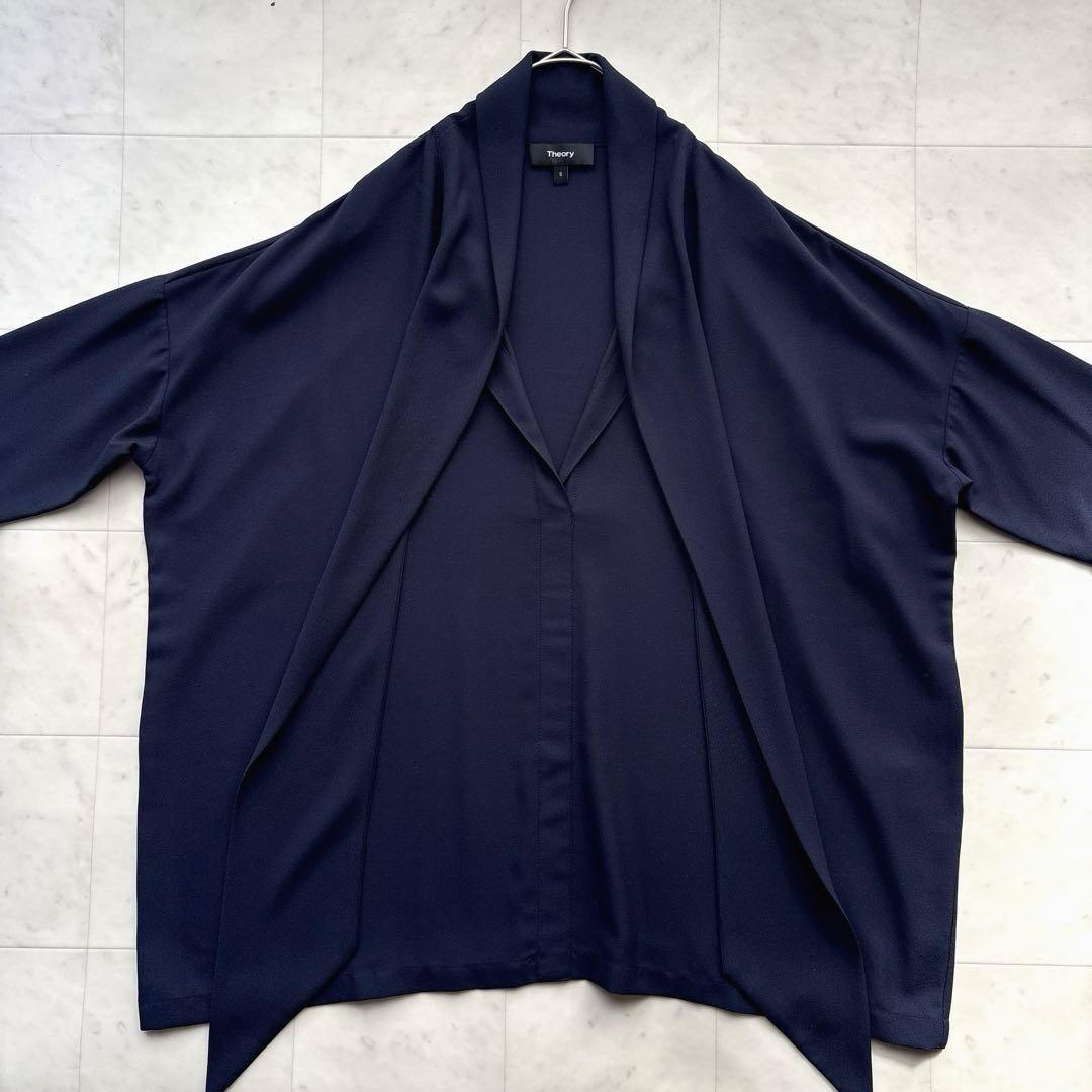 セオリー 美品 スカーフ付き ブラウス 紺 ネイビー ゆったり 洗える