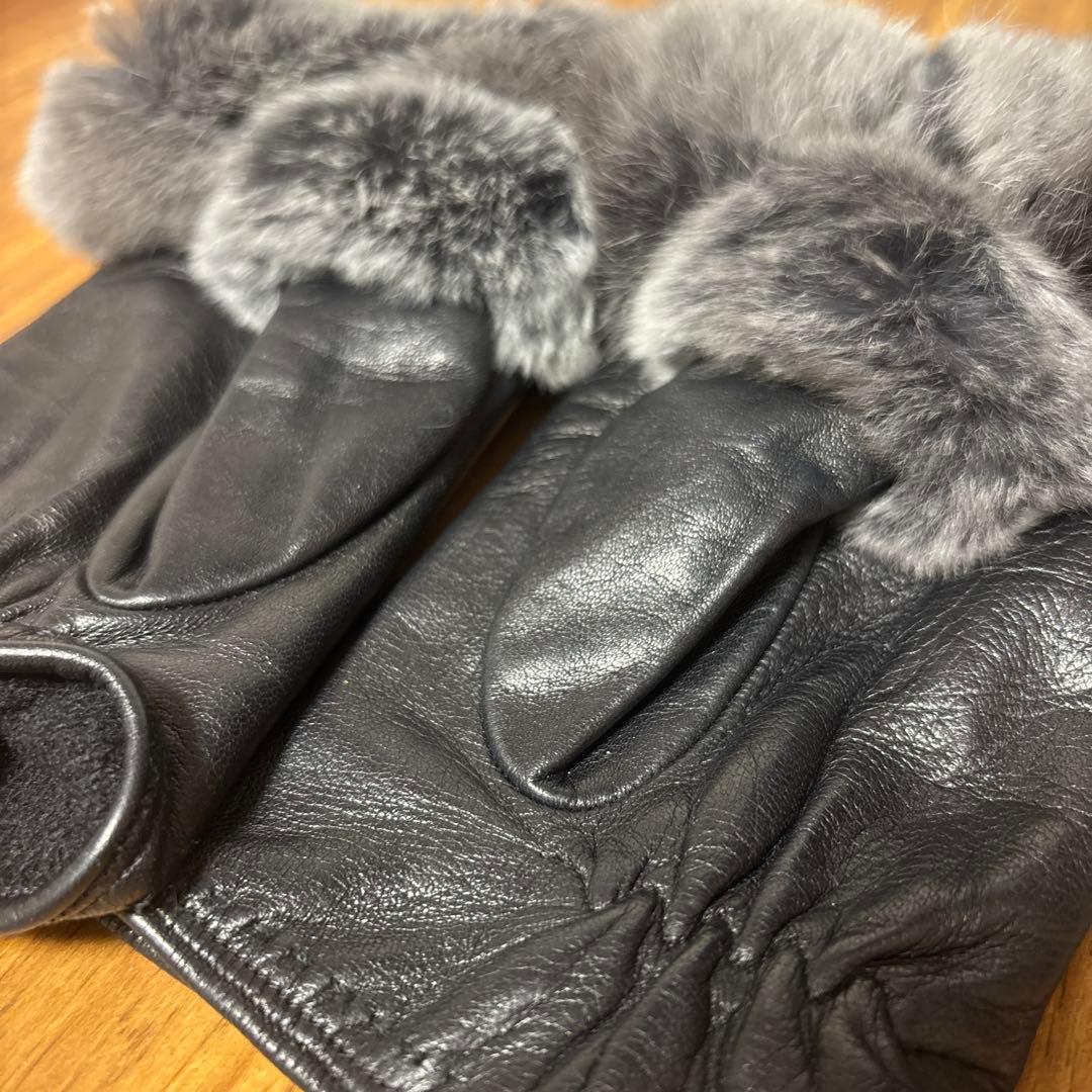 Sermoneta ラビットファー レザー フィンガーレスグローブ - メルカリ