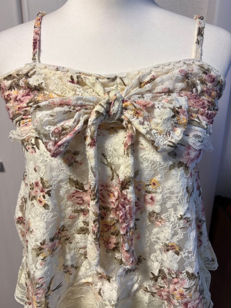 LIZLISA 旧タグ 希少 00s 花柄リボン付きレースキャミソール - メルカリ