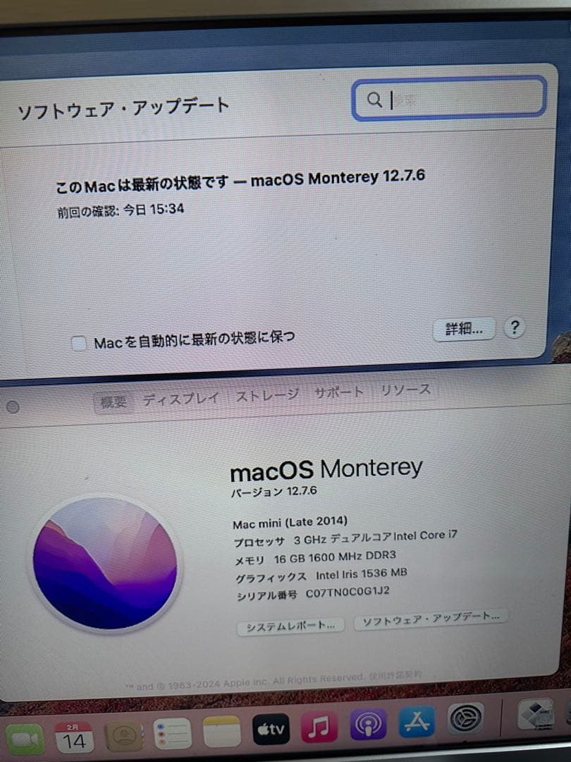 Macデスクトップ Mac mini Late 2014 (3.0GHz)/16GB/1TB