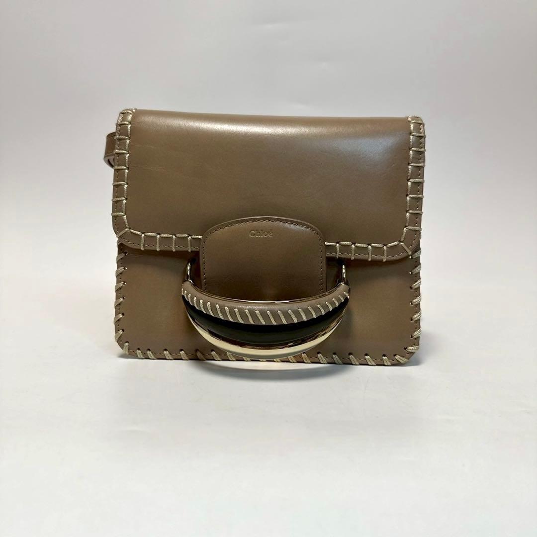 p09【極美品】クロエ カティ KATTIE レザー ステッチショルダーバッグ