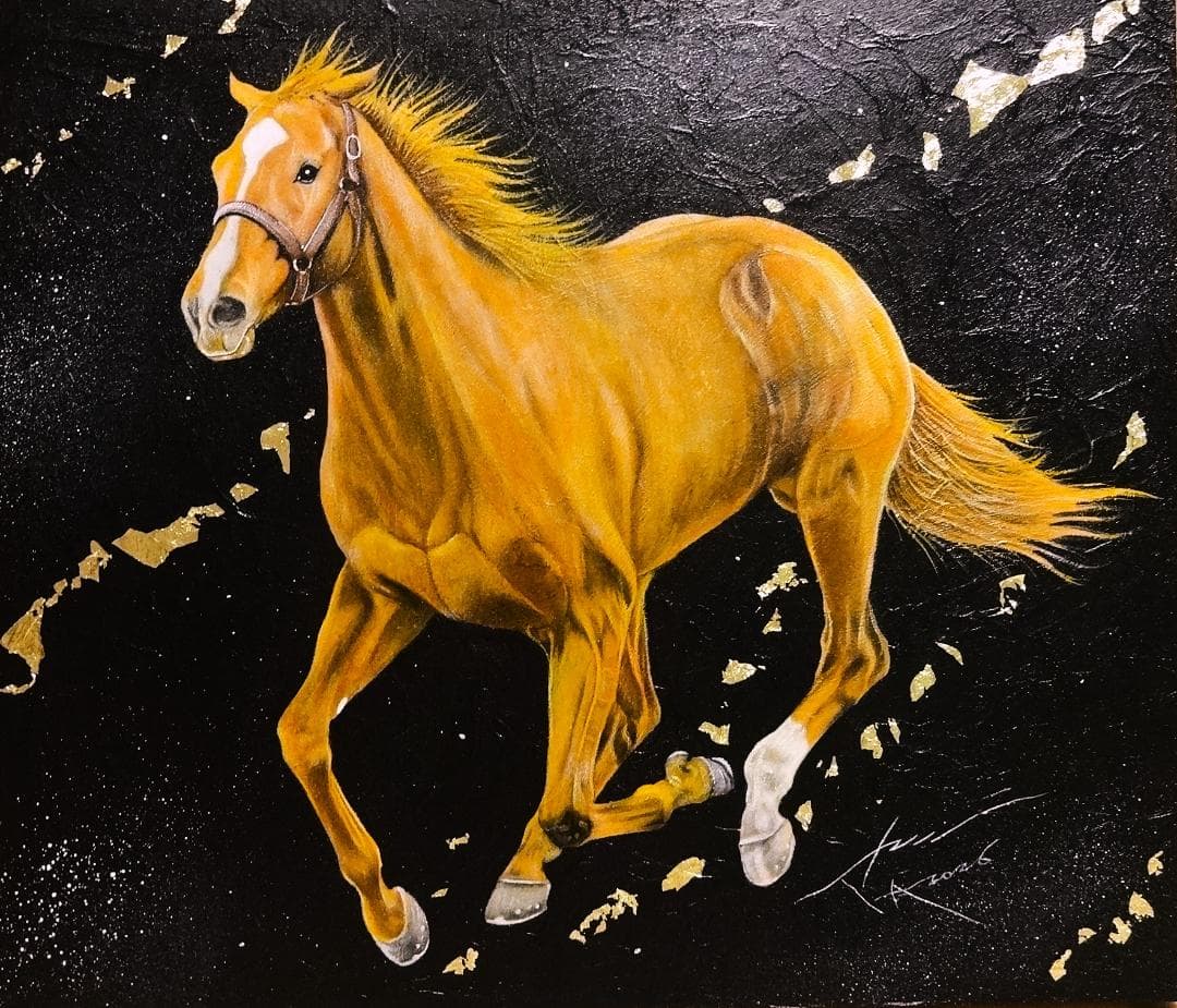 上鈴木正一 油絵 10号『オルフェーヴル(RUN)』1/25午前10時まで掲載