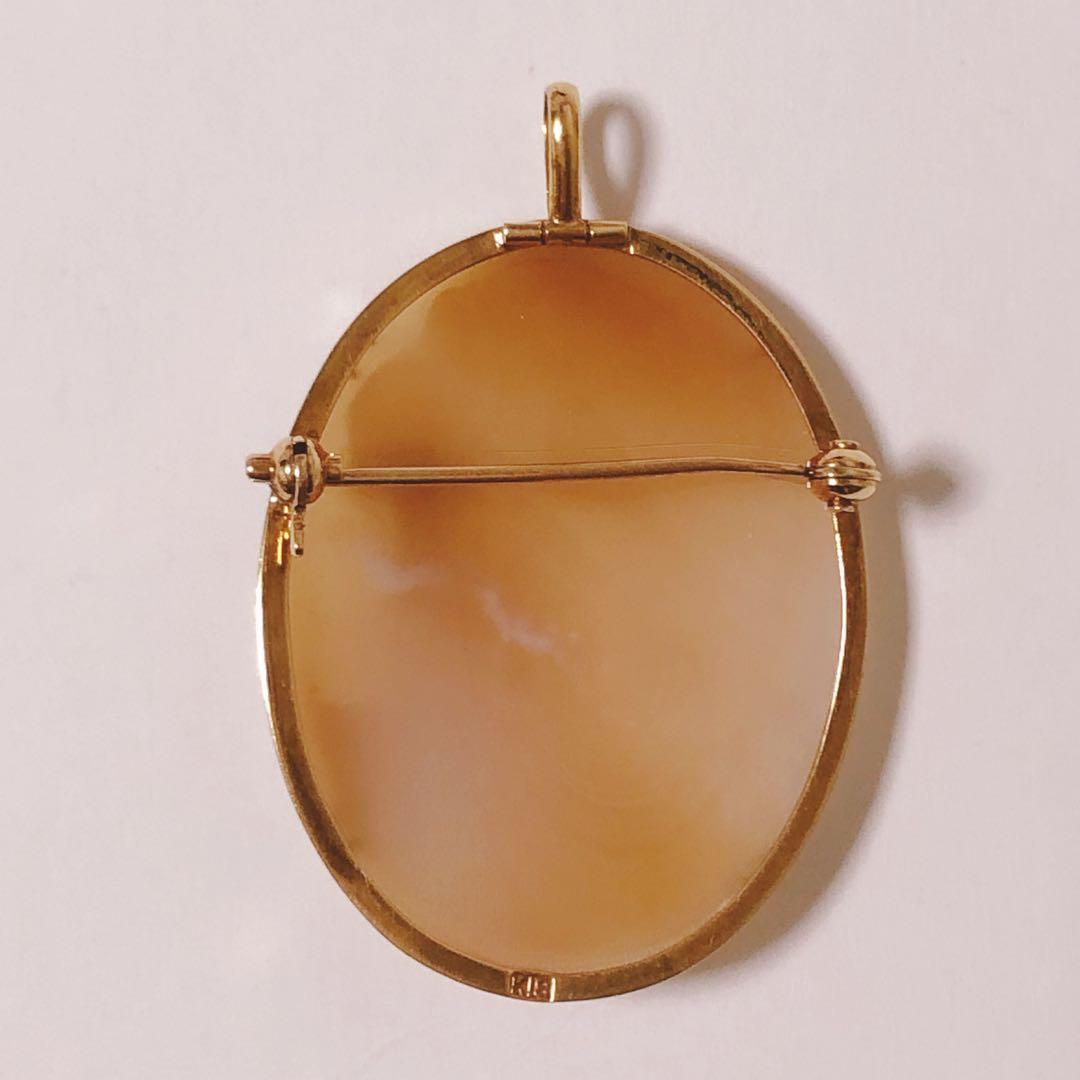 K18刻印 美品 シェルカメオ ブローチ ネックレストップ 2WAYS - メルカリ