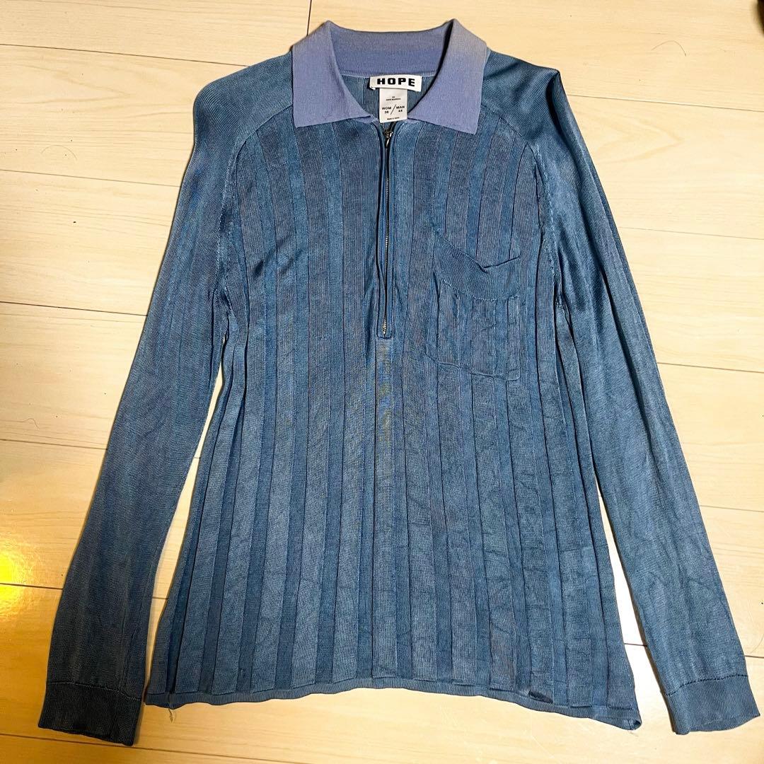 定価4.7万】HOPE ポロニット セーター ブルー - メルカリ