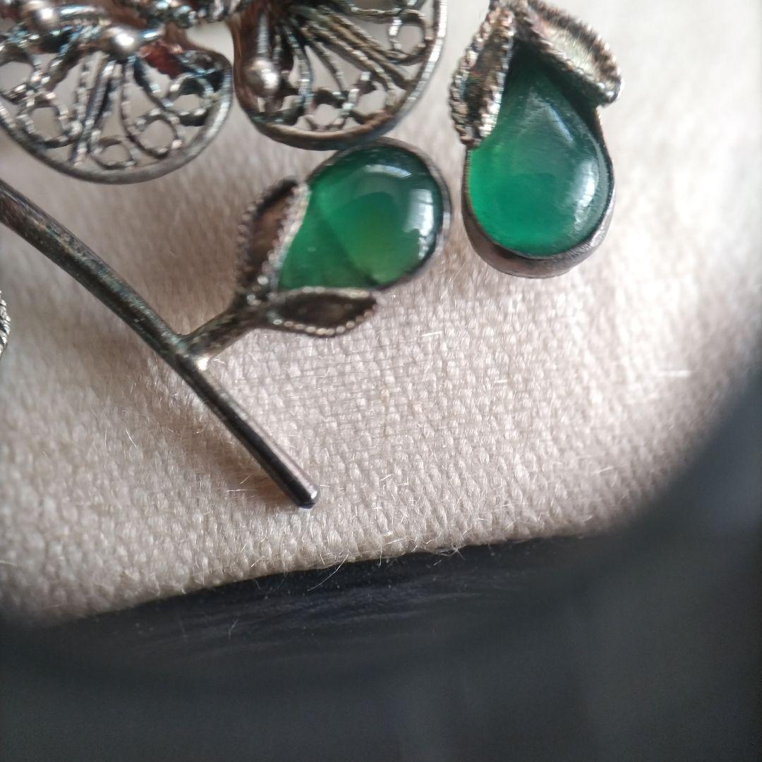 梅 銀線細工 ブローチ SILVER ヴィンテージ フィリグリー 中国古玩