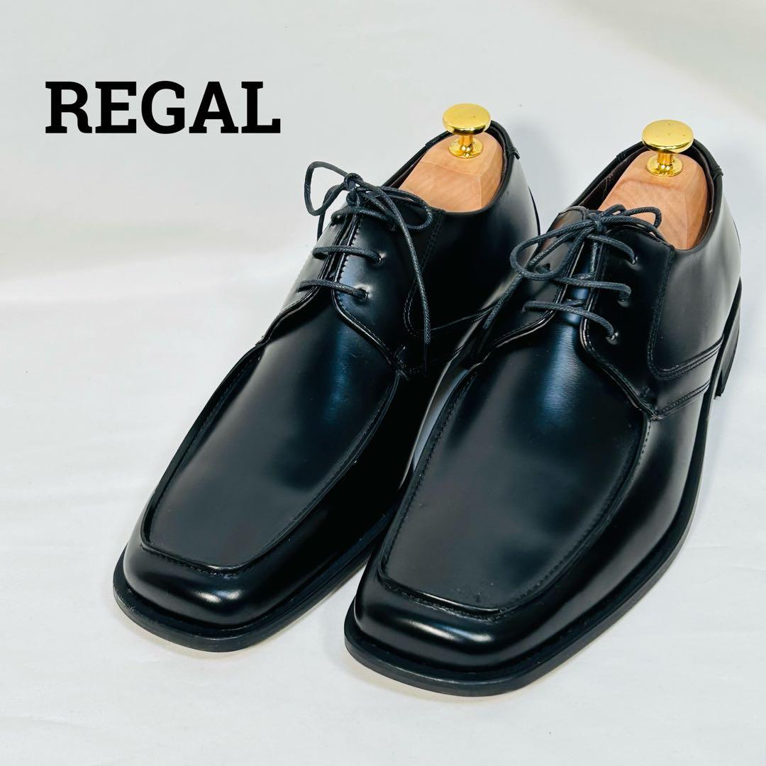 REGAL リーガル ビジネスシューズ スクエアトゥ 外羽根 ブラック【26