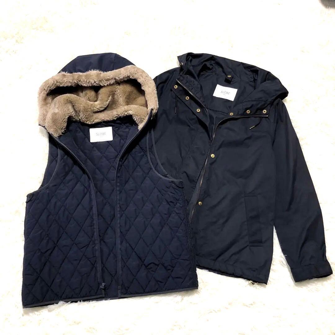 スローブイエナ】エコファー ライナー付き マウンテンパーカー 紺