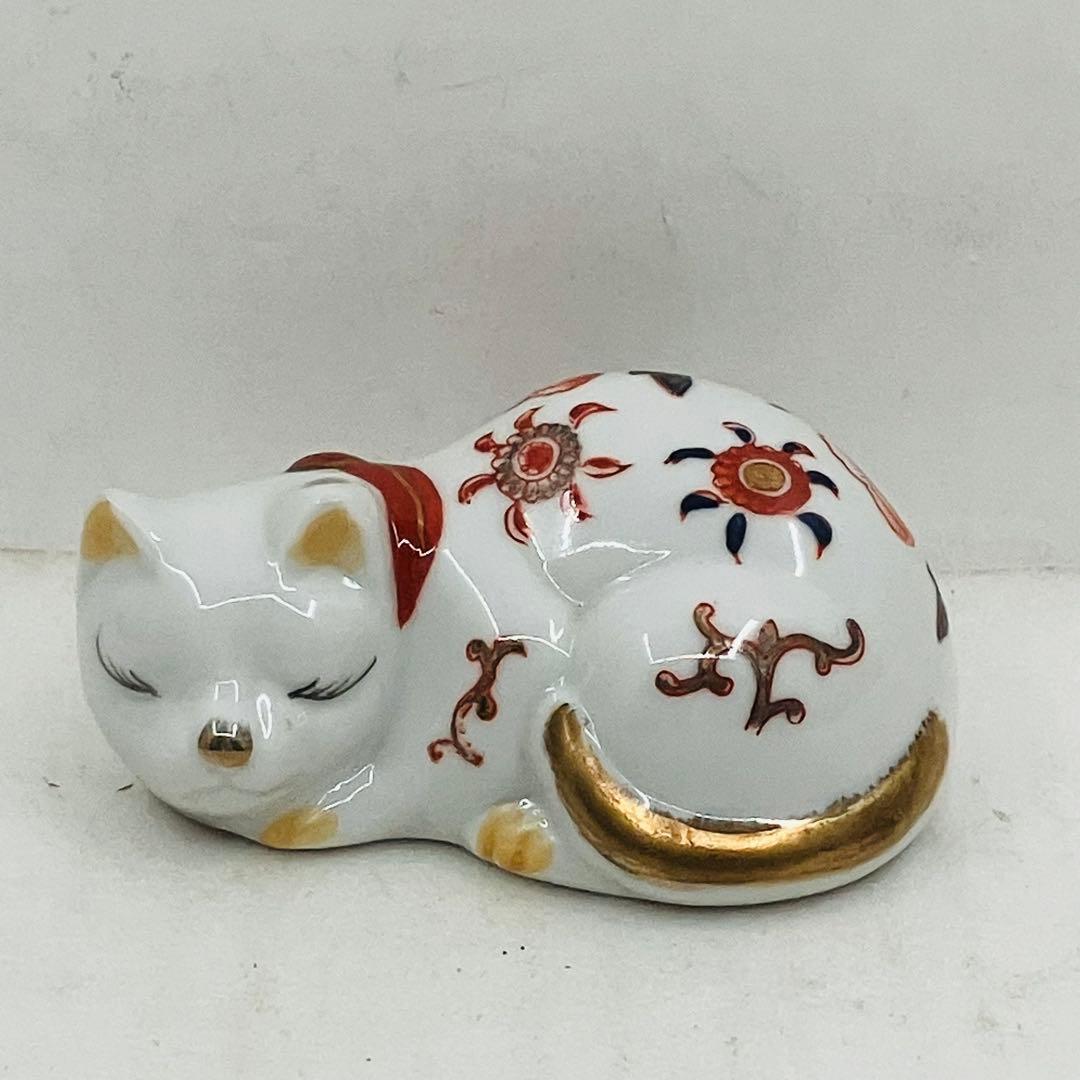 伊万里 眠り猫 花紋 貿易模様 約9.8cm 猫置物 - メルカリ