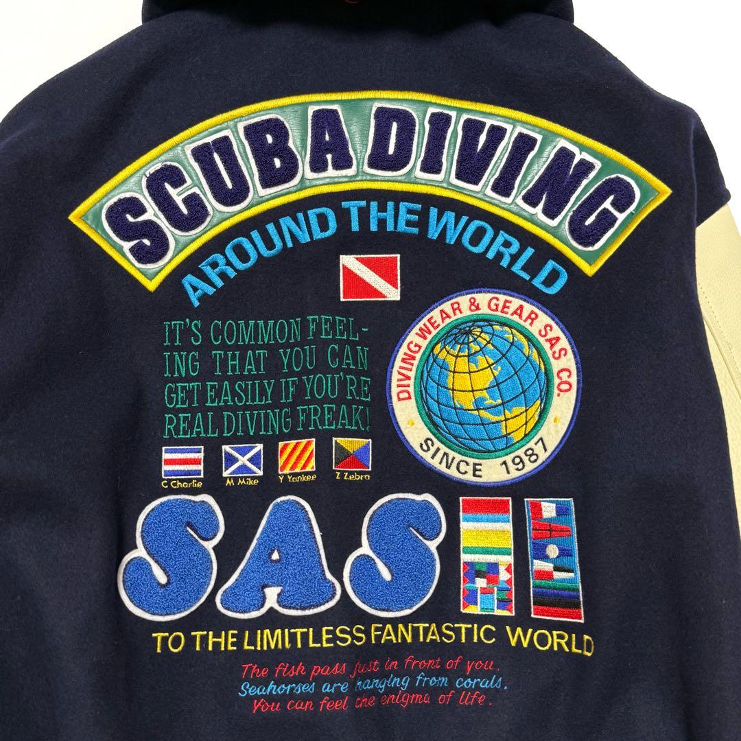 激レア】 SAS スタジャン 豪華な刺繍&ワッペン 牛革袖 レアデザイン L