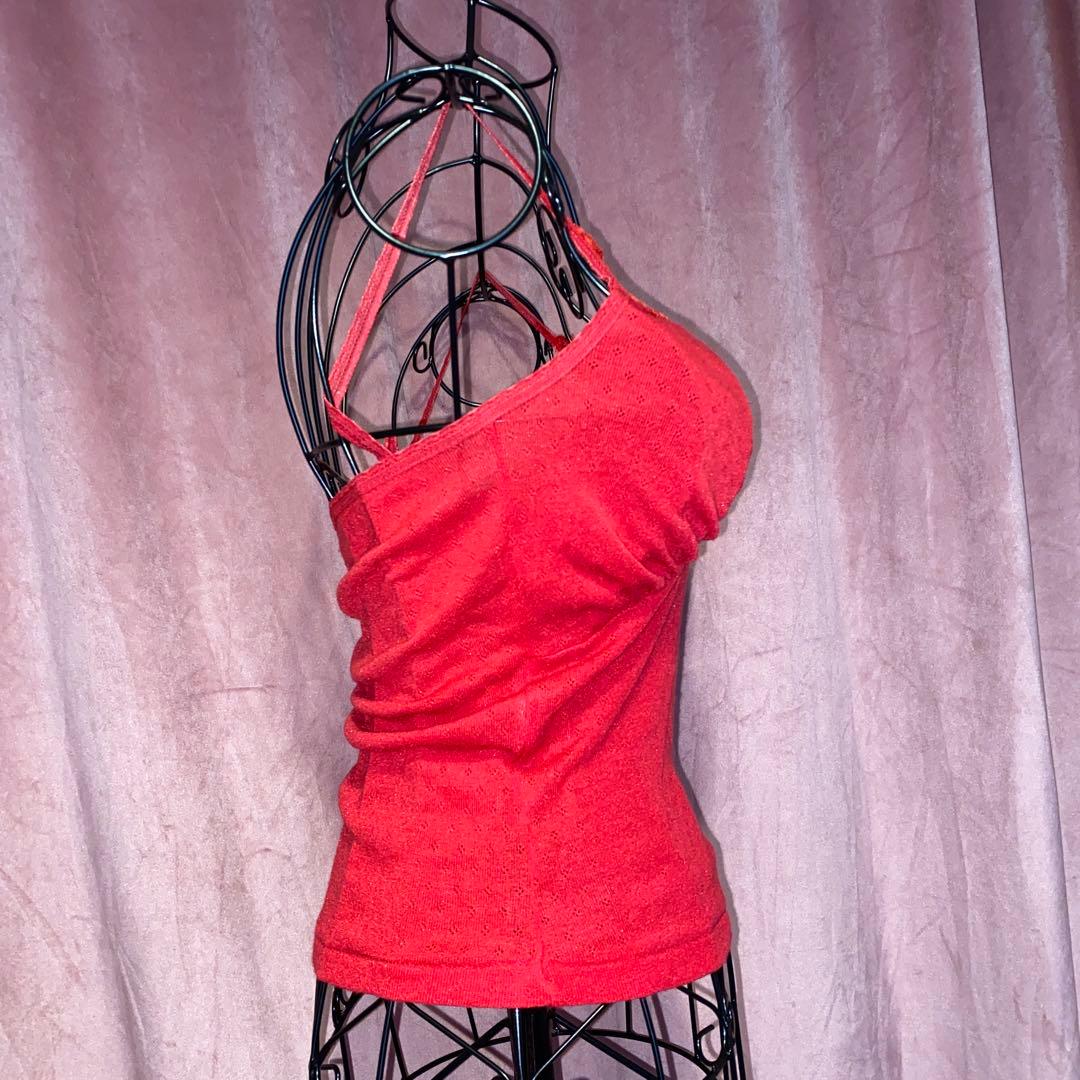 レース リボン 赤 キャミソール 姫ギャル y2k - メルカリ